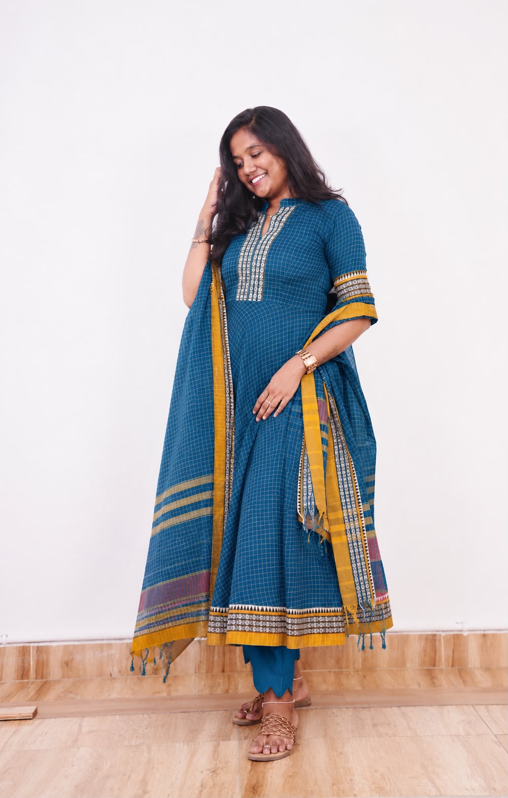 VARNIKA(BLUE WITH MUSTARD)